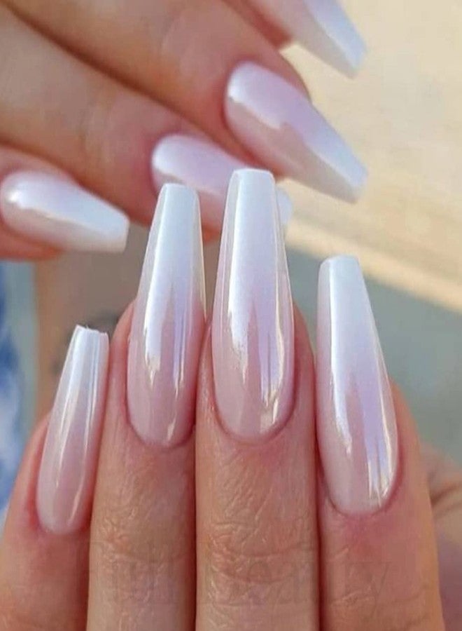 Furimuk 2 Boxes of Pearl Chrome Nail Powder Glazed Gold White Pearl Chrome Nails Powder, High Gloss Glitter Nail Art Ice Aurora Dust Nail Powder for Manicure Decorations - Image 5